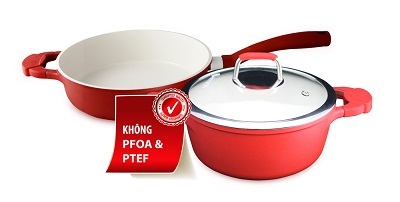Nồi chảo phủ sứ chống dính tuyệt đối an toàn cho sức khỏe, giá bán lẻ 690.000 đến 980.000 vnđ.