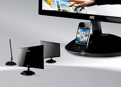 AOC và những bước đột phá trong công nghệ màn hình - 4 Ngoài docking cho iPhone, iPad, sản phẩm vẫn hỗ trợ kết nối VGA, HDMI, USB 2.0…