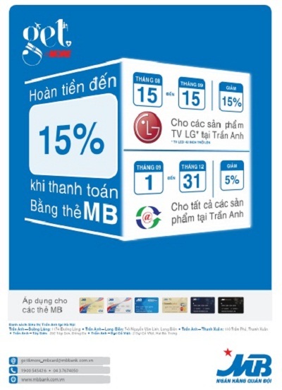 Ưu đãi lớn cho chủ thẻ MB tại Trần Anh, Pico, Phúc Anh - 1 Theo đó, khi tham gia chương trình
