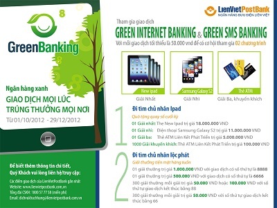 LienVietPostBank ra mắt dịch vụ Greenbanking với nhiều ưu đãi hấp dẫn cho Khách hàng - 1 LienVietPostBank ra mắt dịch vụ E-banking với nhiều ưu đãi hấp dẫn cho Khách hàng