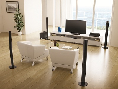 Chọn và bố trí dàn rạp hát tại nhà hiệu quả - 1 Một bộ dàn với thiết kế đồng bộ sẽ giúp gia chủ dễ dàng phối với không gian của căn phòng.