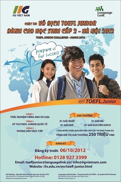 Sôi động cuộc thi TOEFL Junior Challenge – Hà Nội 2012 - 4 (*) Thông tin thêm về bài thi TOEFL Junior