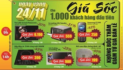 Giảm trực tiếp từ giá bán lẻ cho 1.000 khách hàng đầu tiên trong Ngày Vàng 24/11.