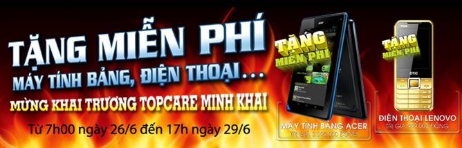 Tặng miễn phí 100 máy tính bảng, điện thoại… mừng khai trương Topcare Minh khai - 2 Fanpage Topcare nhận được sự quan tâm của hàng chục nghìn khách hàng.