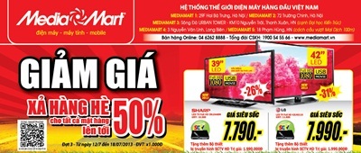Media Mart xả hàng hè - giảm giá đến 50% tất cả các mặt hàng - 1 Media Mart xả hàng hè - giảm giá đến 50% tất cả các mặt hàng