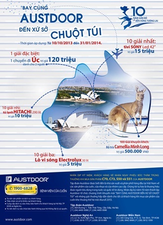 Tập đoàn Austdoor: Cơ hội ghé thăm nước Úc - 1 Cơ cấu giải thưởng của Tập đoàn Austdoor