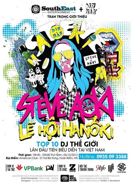 DJ nổi tiếng thế giới Steve Aoki sắp biểu diễn tại Hà Nội - 10 Poster chính thức của Lễ hội Hanoki được tổ chức tại Hà Nội ngày 5/12 sắp tới