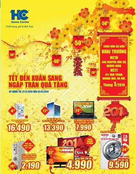 Siêu thị Điện máy HC: Tết đến xuân sang ngập tràn quà tặng - 1 Siêu thị Điện máy HC: Tết đến xuân sang ngập tràn quà tặng