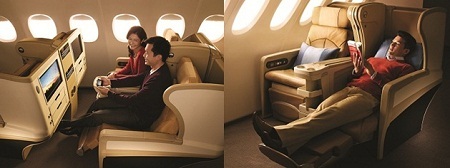 Ghế ngồi rộng với không gian riêng biệt và có thể trải ra thành giường