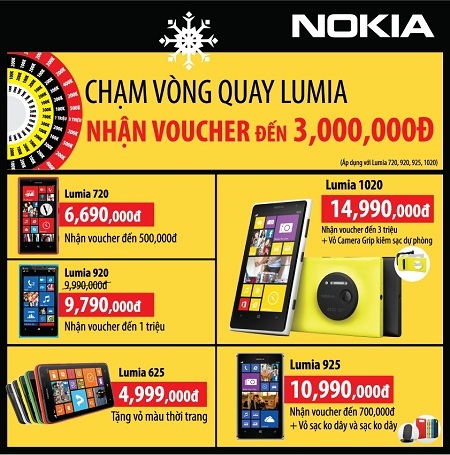 Nokia Lumia: Chạm vào vòng quay, giảm ngay đến 3 triệu tại FPT Shop - 1 Bạn có thể chọn mua bất kỳ sản phẩm nào trong chương trình “