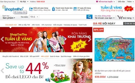 Giao diện Website thương mại điện tử của Shoptretho.com.vn