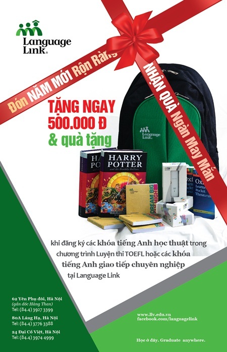 Chương trình Luyện thi TOEFL: "Lộc" đầu năm cho kế hoạch đạt điểm cao TOEFL - 5 Năm mới đón “lộc” từ Language Link.