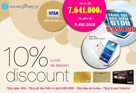 Thẻ Tín dụng – lợi hay hại? - 1 Ưu đãi giảm 10% khi mua Galaxy Grand 2 tại