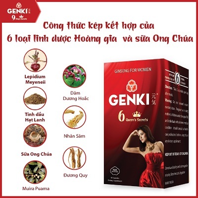 Bổ sung nội tiết tố nữ (estrogen) cho phái đẹp bằng phương pháp tự nhiên - 2 GENKI 6 QUEEN’S SECRET - Giải
pháp bổ sung nội tiết tố nữ (estrogen) cho phụ nữ