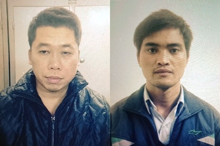Hai đối tượng Bùi Văn Hiệp và Nguyễn Anh Văn bị cảnh sát bắt giữ.