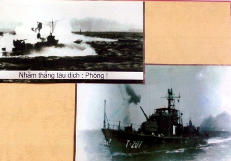 Tàu của Phân đội 7 đánh trả máy bay địch trên
vùng biển Đông Bắc.