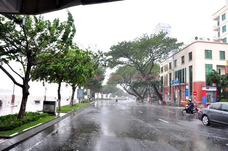 Đường phố Đà Nẵng chiều 14/10 đã có gió to