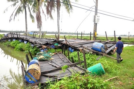 Bão số 11 và cơn lũ sau đó cuốn cầu trôi lên bờ