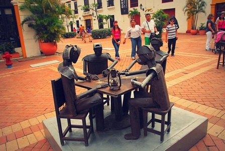 Một tác phẩm nghệ thuật được trưng bày trên đường phố Cartagena