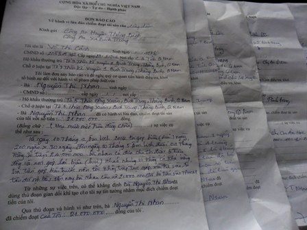 Đơn tố cáo của những người bị giật hụi