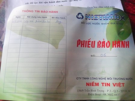 Phiếu bảo hành sản phẩm