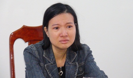 Đối tượng Tuyết Trinh tại cơ quan công an Quảng Nam