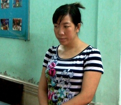 Đối tượng Tống Thị Hòa tại cơ quan công an