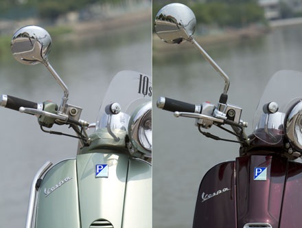 Phần đầu xe với sự khác biệt trên yếm và khe còi