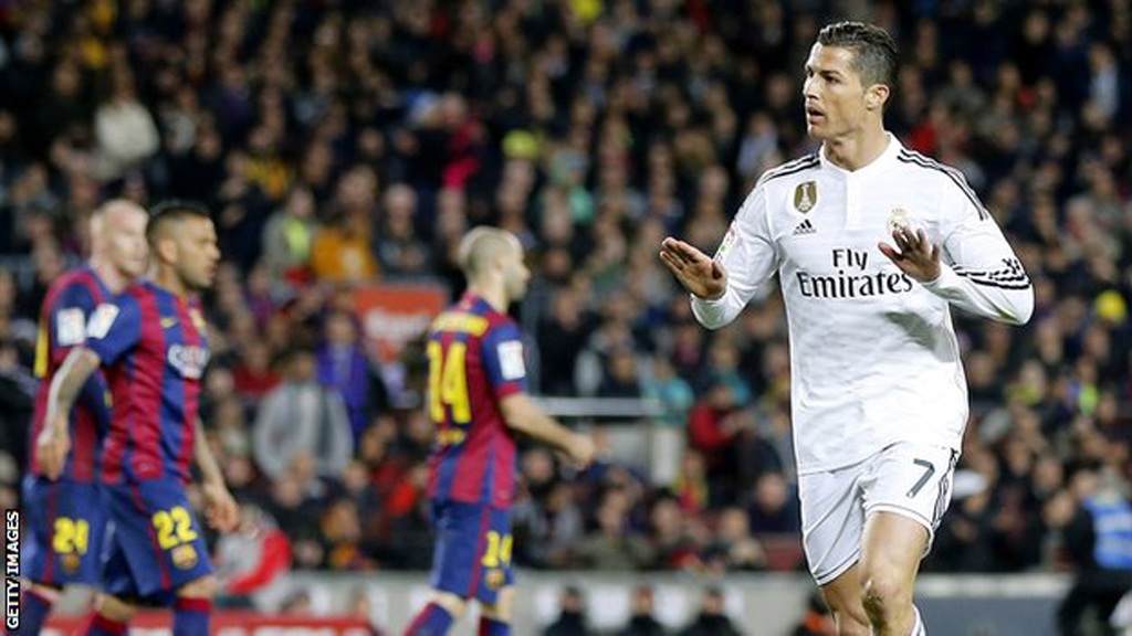 C.Ronaldo sắp gặp họa vì ăn mừng bàn thắng vào lưới Barca - 1 C.Ronaldo
có thể bị phạt vì pha ăn mừng khiêu khích ở Nou Camp