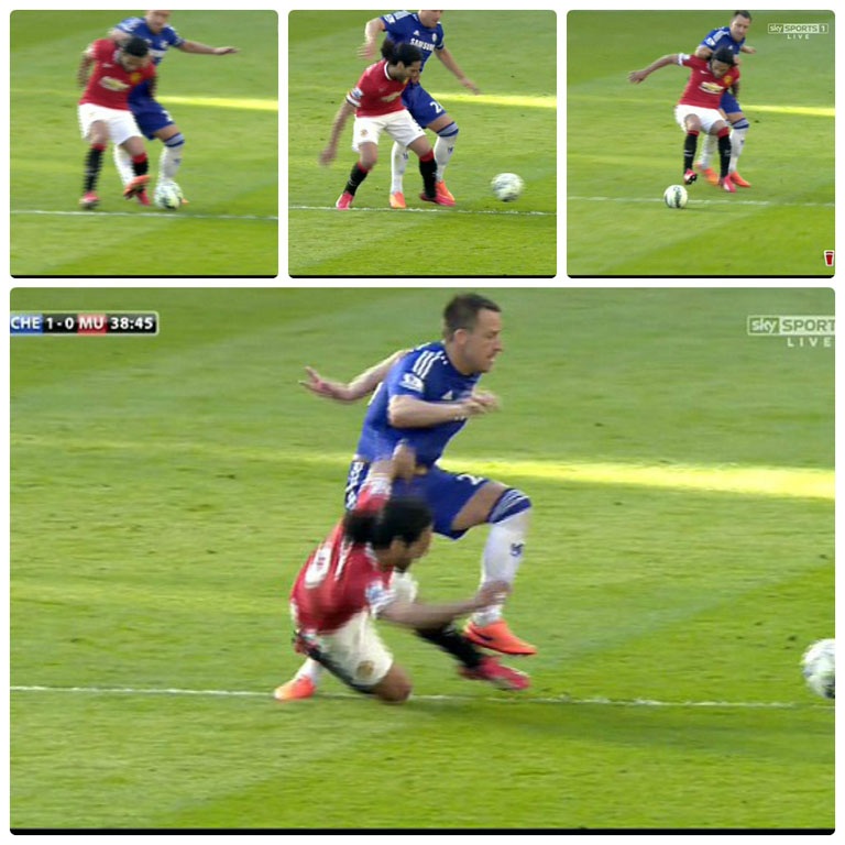 Tranh cãi xung quanh bàn thắng của Chelsea trước MU - 1 Tình huống John
Terry tranh chấp với Falcao