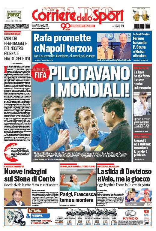 Tờ Corriere
dello Sport tố cáo FIFA giật dây dàn xếp tỷ số