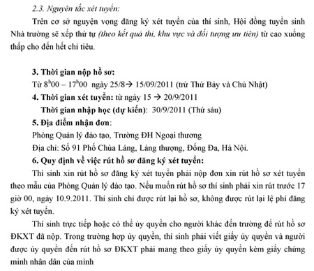 ĐH Ngoại thương xét tuyển NV2 hệ ĐH và CĐ - 4 ĐH Ngoại thương xét tuyển NV2 hệ ĐH và CĐ - 4