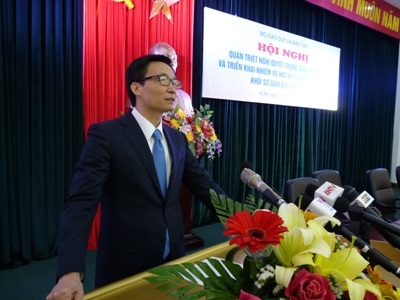 Phó Thủ tướng Vũ Đức Đam phát biểu tại hội nghị ngành giáo dục ngày 13/2/2014.