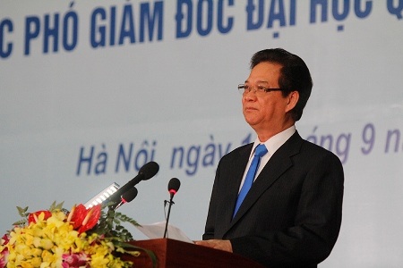 Thủ tướng: “Tôi tha thiết mong các trường chăm lo giáo dục đạo đức học sinh, sinh viên” - 1 Thủ tướng Chính phủ Nguyễn Tấn Dũng phát biểu tại Lễ khai giảng ĐH QGHN (Ảnh: Bùi Tuấn)