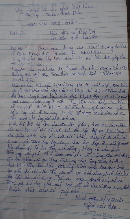 Xác nhận của chính quyền địa phương về trường hợp của chị Trang.