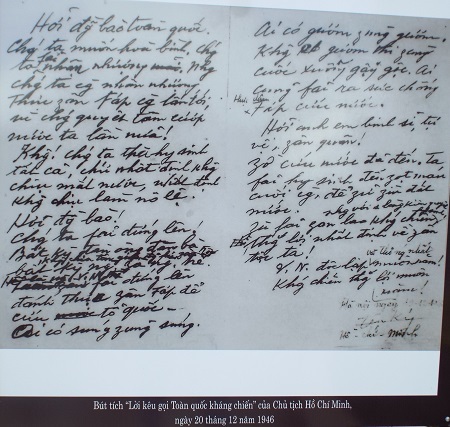 Lời kêu gọi Toàn quốc Kháng chiến năm 1946 của Chủ tịch Hồ Chí Minh.