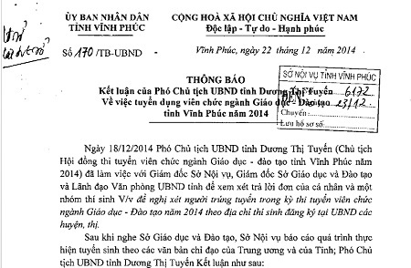 Lo ngại tiêu cực, UBND tỉnh tuyển dụng giáo viên thay cho huyện, thị - 2 Thông báo số 170 trả lời những thắc mắc của thí sinh nhưng không đi vào