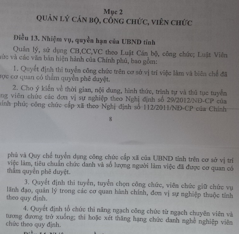 Bộ Nội vụ yêu cầu Vĩnh Phúc báo cáo việc tuyển dụng giáo viên - 2 Quyết định số 02/2014/QĐ-UBND không có một dòng nào quy định tỉnh