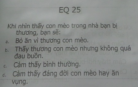 Kiểm tra IQ, EQ: Thực hiện trong 60 phút, học sinh không phải luyện thi - 4 Một câu hỏi minh họa về việc trắc nghiệm EQ trong trò chơi trí tuệ mà trường THCS