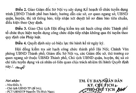 Sát hạch công chức ở Hà Nội: Nhiều câu hỏi cần lời giải đáp - 2 Điều 2 của Quyết định 1149 yêu cầu rất rõ việc thông báo công khai và tiếp nhận hồ sơ.