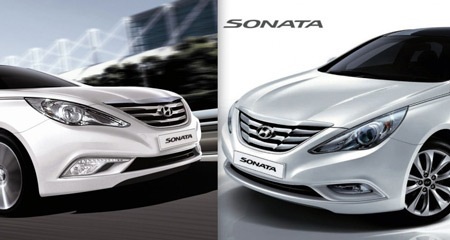 Xe Sonata có một số thay đổi ở phiên bản mới - 2 So sánh thiết kế xe Sonata phiên bản hiện tại (trái) với phiên bản mới ra mắt ở Malaysia (phải)