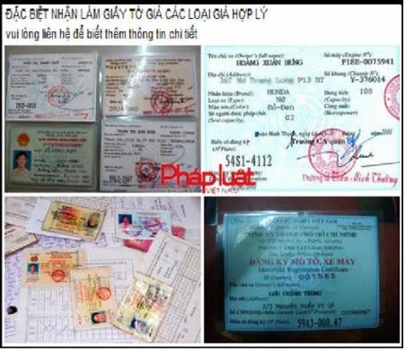 “Choáng“ với xe SH 25 triệu đồng và quảng cáo làm giấy tờ giả - 2 Cửa hàng đăng mẫu nhận làm giấy tờ giả các loại (Ảnh chụp từ website)