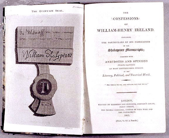 Cú lừa ngoạn mục của nhà văn trẻ thế kỷ 18 - 5 Mẫu chữ ký giả mạo Shakespeare của William Henry và lời thú nhận của ông xuất bản năm 1805