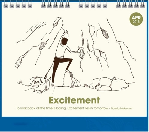 Độc đáo bộ lịch 2015 vẽ theo cảm xúc 12 tháng của dân văn phòng