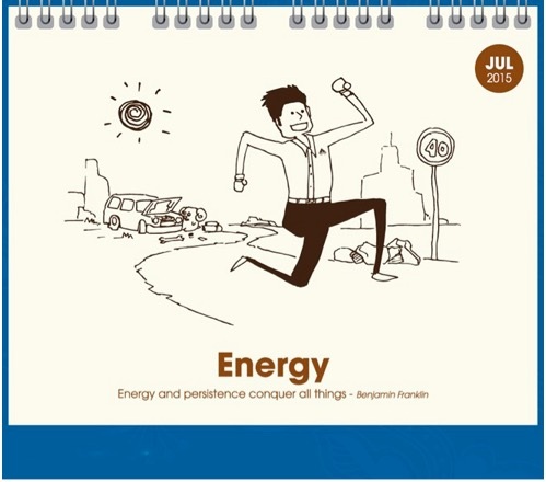 Độc đáo bộ lịch 2015 vẽ theo cảm xúc 12 tháng của dân văn phòng