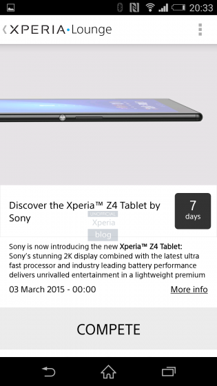 Hình ảnh rò rỉ của Xperia Z4 Tablet trước ngày ra mắt.