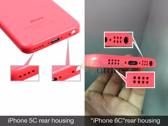 Thiết kế khe loa của iPhone 5C và iPhone 6C.