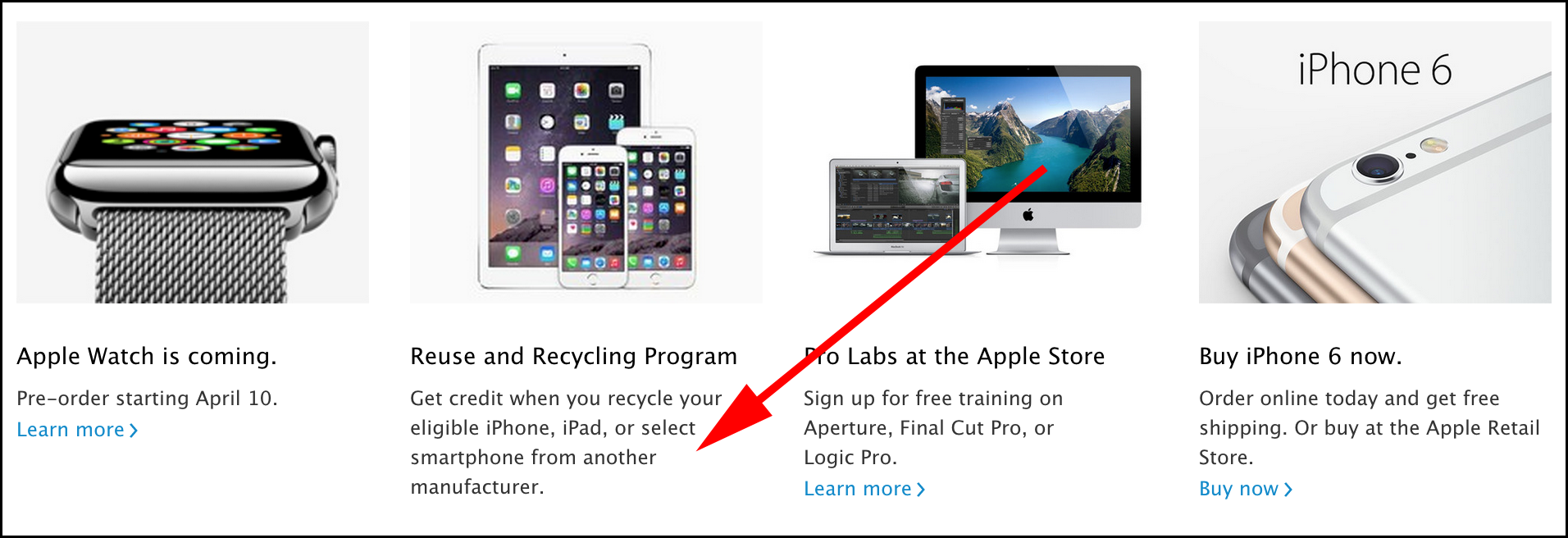 Apple bắt đầu đổi điện thoại Android, Windows Phone… lấy iPhone - 2 Thông tin về chương trình đổi điện thoại được cập nhật trên trang web Apple Store.