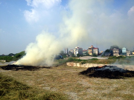 Những ngày này đường phố Hà Nội bị bao phủ lượt khói đốt rơm từ ngoại thành thổi vào
