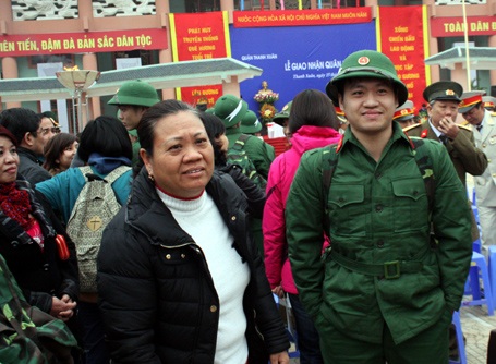 Có khoảng 38% thanh niên nhập ngũ đợt này có trình độ Đại học, Cao đẳng, Trung học chuyên nghiệp